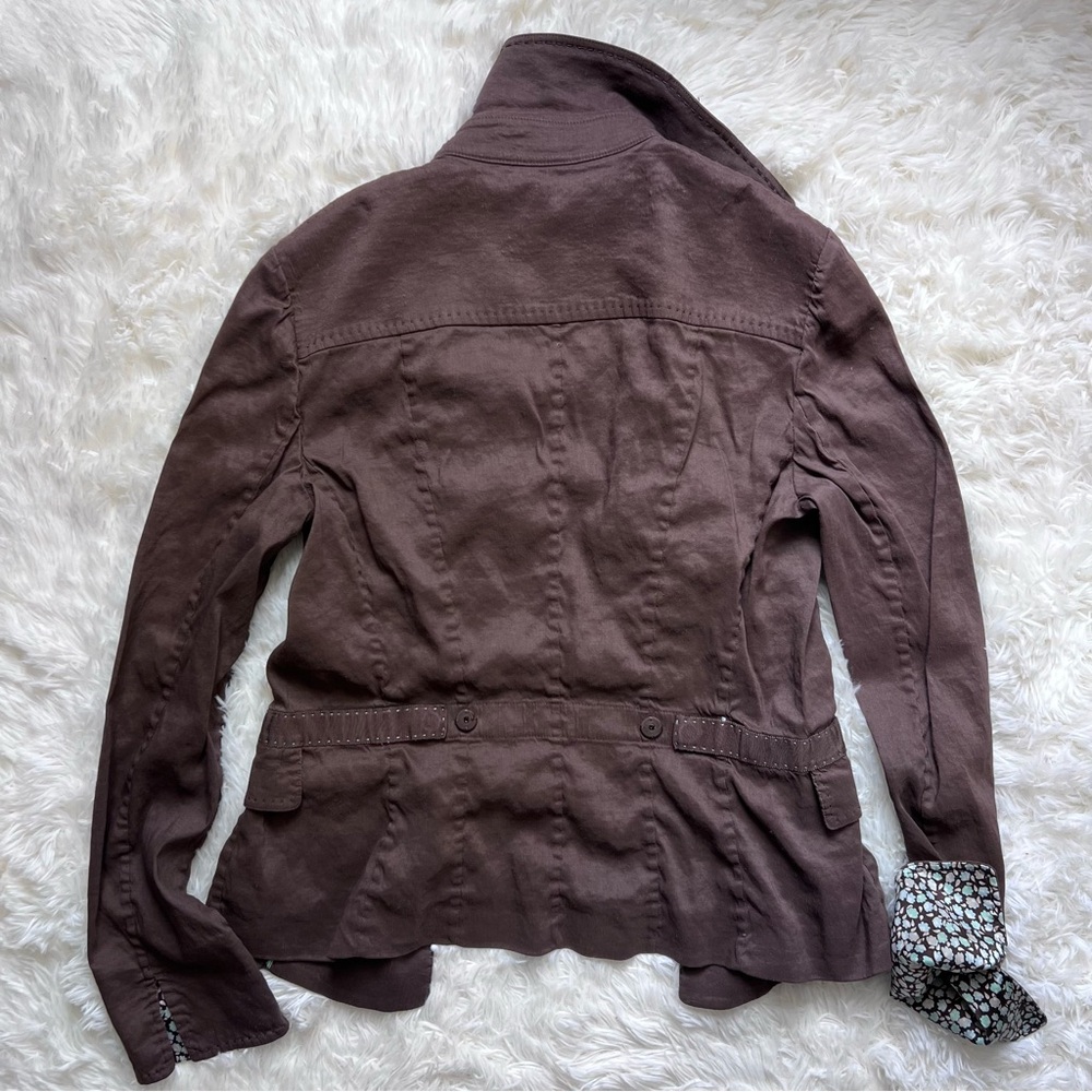Elie Tahari Brown and Paisley Trim Shacket - Picture 6 of 6
